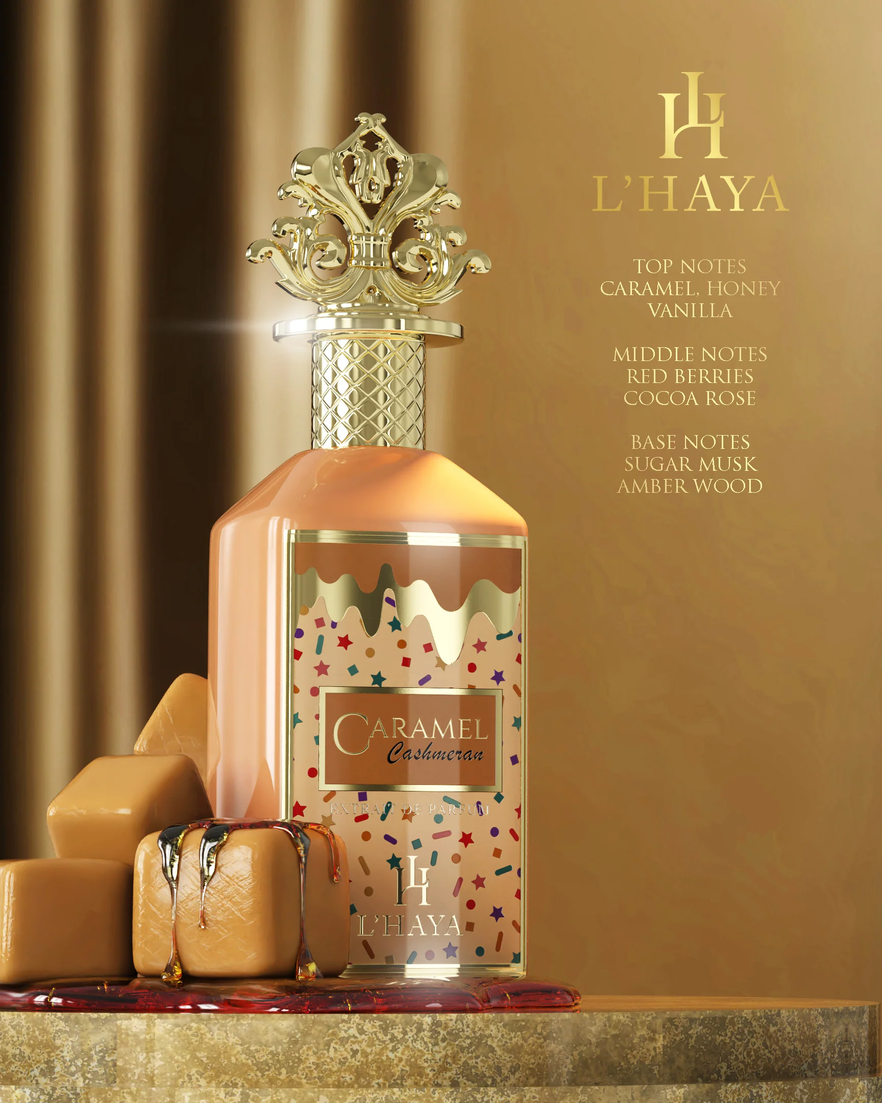 Perfume Lhaya Caramel Cashmeran Extrait De Parfum 100Ml Unisex - Bianco Latte - Image 3